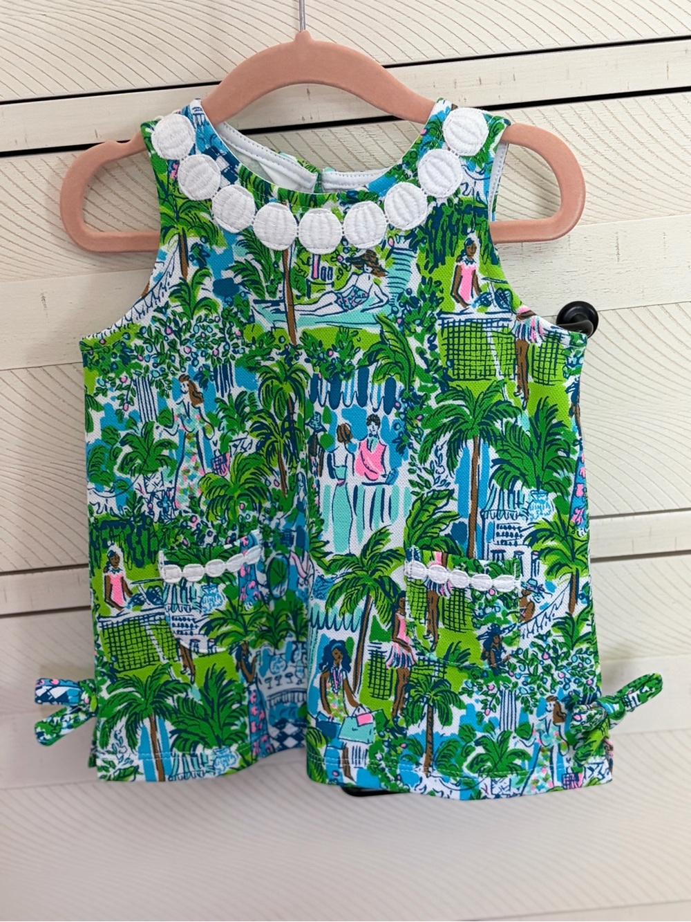 Lilly Pulitzer Girls Tropical Print Shift Dress in Green, Blue, White, Pink
